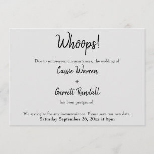 Grau "Whoops!" Verspätete Hochzeitskarte Einladung