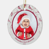 Grau Winter Kardinal Baby Personalisiertes Foto Keramik Ornament (Links)