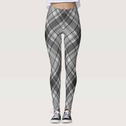 Grau Winter kariert Leggings (Vorderseite)