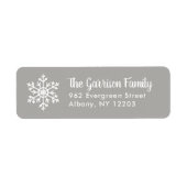 Grau Winter Snowflake Rücksendeadresse (Vorne)