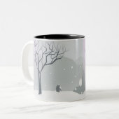 Grau Winter Szene Zweifarbige Tasse (Vorderseite Links)