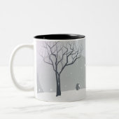 Grau Winter Szene Zweifarbige Tasse (Links)