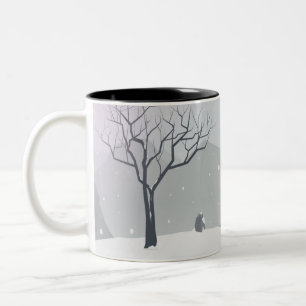 Grau Winter Szene Zweifarbige Tasse