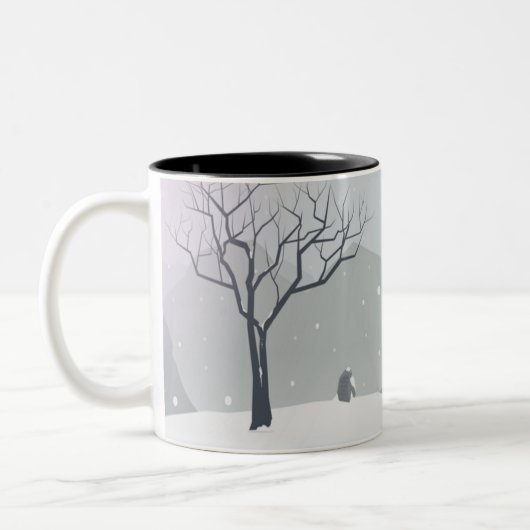 Grau Winter Szene Zweifarbige Tasse (Links)