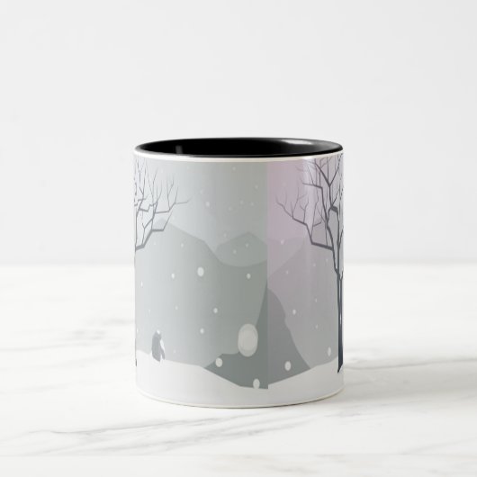 Grau Winter Szene Zweifarbige Tasse (Mittel)