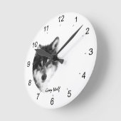 Grau Wolf beeindruckend Runde Wanduhr (Winkel)