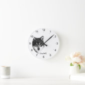Grau Wolf beeindruckend Runde Wanduhr (Zuhause)