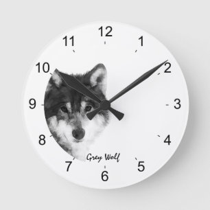 Grau Wolf beeindruckend Runde Wanduhr