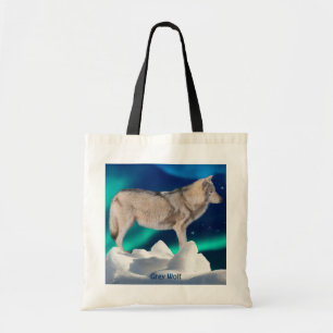 Grau Wolf, Eis, Aurora & Stars Tote Tag Collection Tragetasche