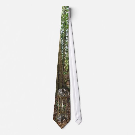 Grau Wolf & Forest Wildlife Earth Day Necktie Krawatte (Vorderseite)