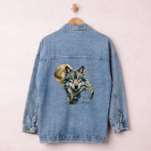Grau Wolf & Gold Moon Aquamarin *Personalize* Jeansjacke (Hangar)