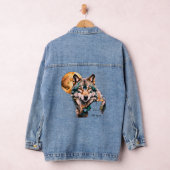 Grau Wolf & Gold Moon Aquamarin *Personalize* Jeansjacke (Hangar)