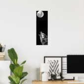 Grau Wolf & Moon Panorama Poster Printwerbung (Heimbüro)