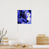 Grau Wolf & Moon Poster Print (Küche)