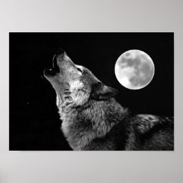 Grau Wolf & Moon Poster Print