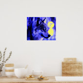 Grau Wolf & Moon Poster Print - Blaue Nachtwölfe (Küche)