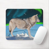Grau Wolf & Northern Lights Fantasy Mousepad (Mit Mouse)