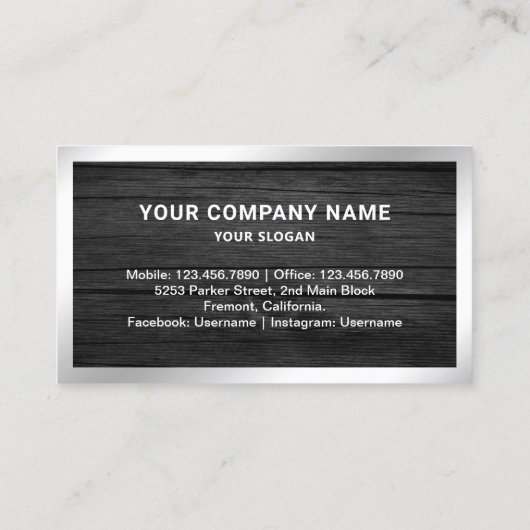 Grau Wood Silver Foil Real Anwesen Foto Realtor Visitenkarte (Rückseite)