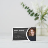 Grau Wood Silver Foil Real Anwesen Foto Realtor Visitenkarte (Stehend Vorderseite)