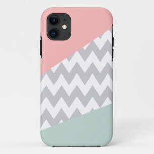 Grau Zickzack - Minze und Korallen Case-Mate iPhone Hülle