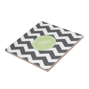 Grau Zickzack mit Monogram Tiles Fliese
