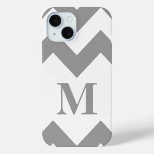 Grau Zickzack mit Monogramm Case-Mate iPhone Hülle (Rückseite)