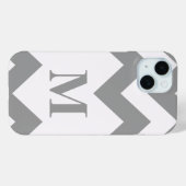 Grau Zickzack mit Monogramm Case-Mate iPhone Hülle (Rückseite (Horizontal))