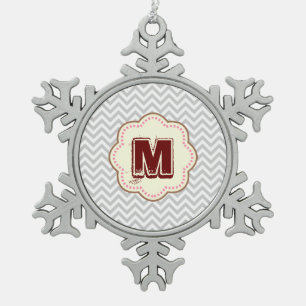 grau Zickzack Schneeflocken Zinn-Ornament