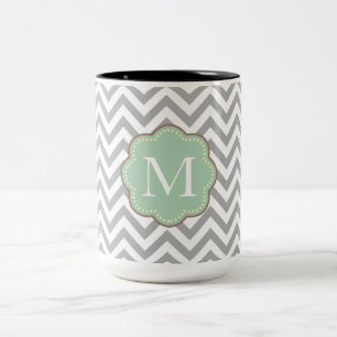 grau Zickzack Zweifarbige Tasse
