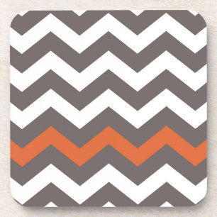 Grau-Zigzag mit Orangenstreifen Getränkeuntersetzer
