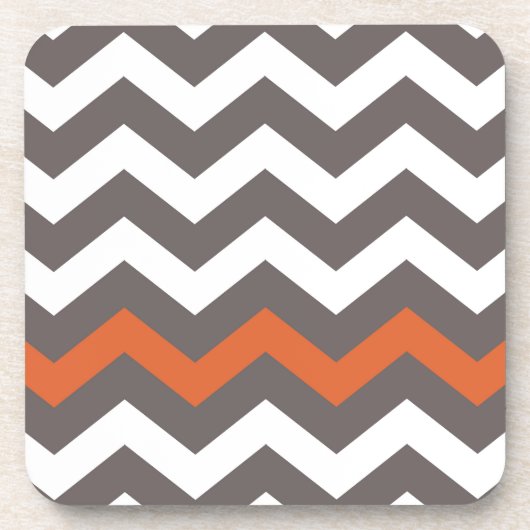 Grau-Zigzag mit Orangenstreifen Getränkeuntersetzer (Vorderseite)