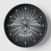 Grauadler mit zwei Heads Wall Clock Uhr (Vorderseite)
