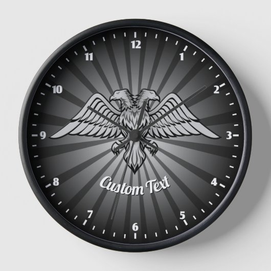 Grauadler mit zwei Heads Wall Clock Uhr (Vorderseite)