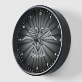 Grauadler mit zwei Heads Wall Clock Uhr (Winkel)