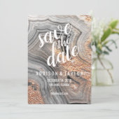 Grauagate geode Kristall Save the Date Rose Gold (Stehend Vorderseite)