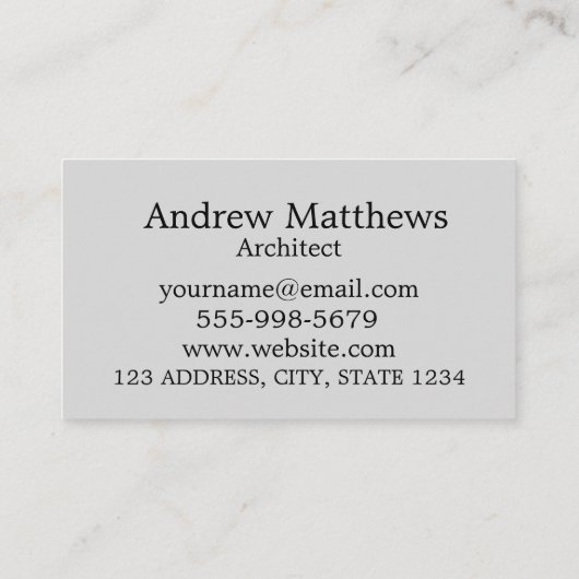 Grauarchitektin Zuhause Construction Modern Visitenkarte (Rückseite)