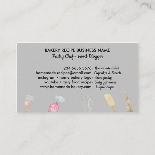 Graubäckerei Cake Maker Cupcake Shop Visitenkarte (Rückseite)