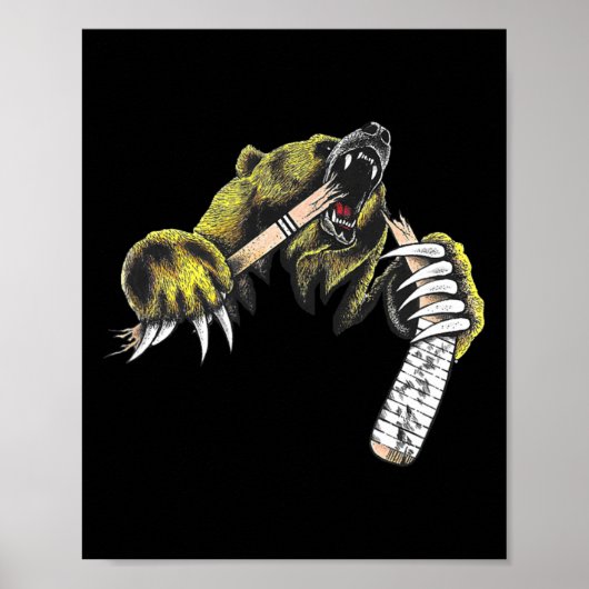 Graubär bricht durch, während er Hockeyschläger L Poster (Vorne)