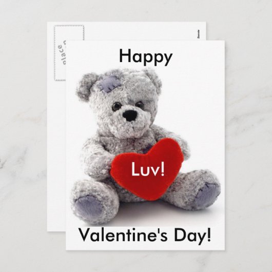 Graubär mit Herz Feiertagspostkarte (Vorne/Hinten)