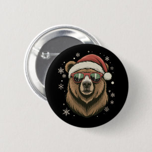 Graubär Santa Hut Lustig Süß Tierliebhaber Button