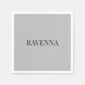 Graubeige Luxus Serif Individueller Benutzername Serviette (Vorderseite)
