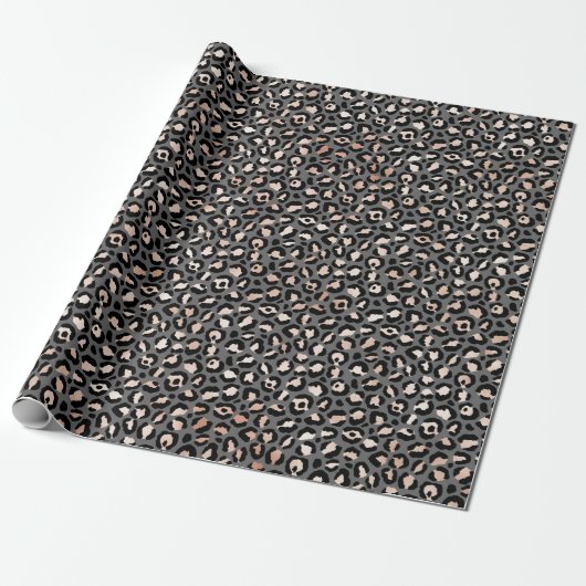 Graubeige Peach Rose Leopard Print Geschenkpapier (Ungerollt)