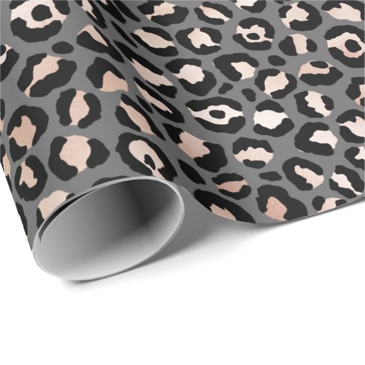 Graubeige Peach Rose Leopard Print Geschenkpapier (Rolleneckpunkt)