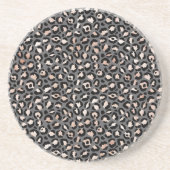 Graubeige Peach Rose Leopard Print Getränkeuntersetzer (Vorne)