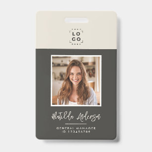 Graubeige QR-Code Modernes minimales Foto abstrakt Ausweis