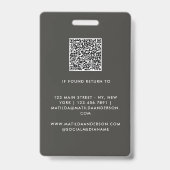 Graubeige QR-Code Modernes minimales Foto abstrakt Ausweis (Rückseite)