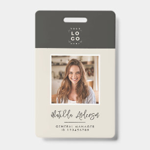 Graubeige QR-Code Modernes minimales Foto abstrakt Ausweis