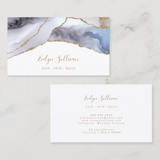 Graublau agate Visitenkarte (Vorne/Hinten)