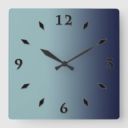 Graublau. Quadratische Wanduhr (Vorderseite)