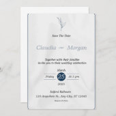 Graublau Save the Date Hochzeitseinladung Einladung (Vorne/Hinten)